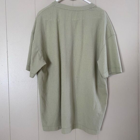Zara Textured Oversized T-Shirt Size L Sage Green Minimalist Tee Relaxed Fit - Picture 2 of 5